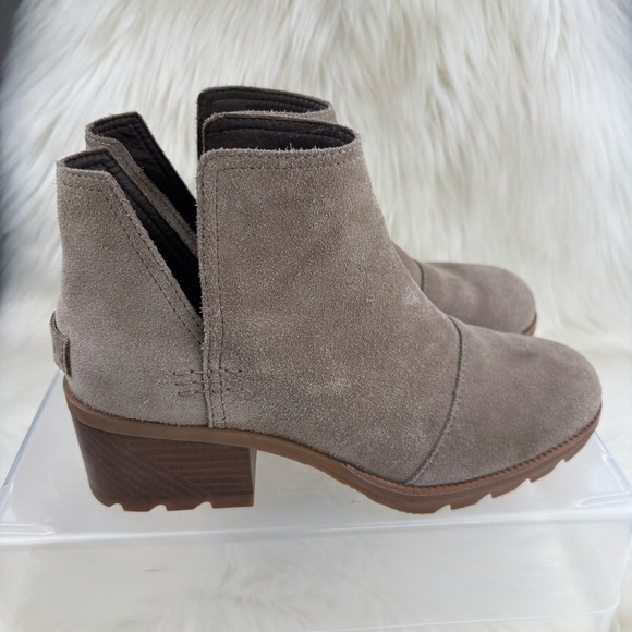 Sorel Taupe Suede Ankle Booties with Low Heel Size 7 Woman - Picture 2 of 11